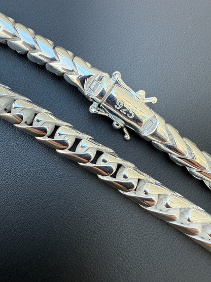 Round Franco Link Chain Necklace W. Box Lock - 925 Sterling Silver - 18"-30" - 5mm-7mm