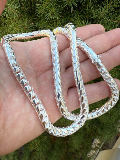 Round Franco Link Chain Necklace W. Box Lock - 925 Sterling Silver - 18"-30" - 5mm-7mm