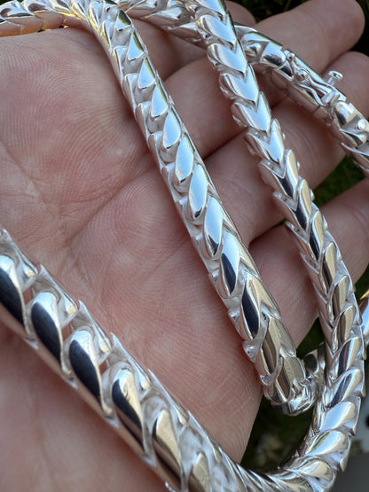 Round Franco Link Chain Necklace W. Box Lock - 925 Sterling Silver - 18"-30" - 5mm-7mm