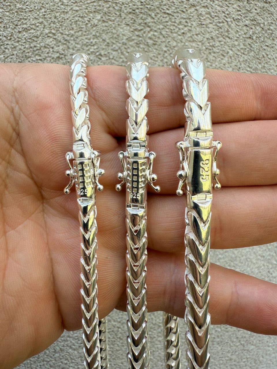 Round Franco Link Chain Necklace W. Box Lock - 925 Sterling Silver - 18"-30" - 5mm-7mm