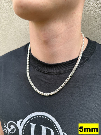 Round Franco Link Chain Necklace W. Box Lock - 925 Sterling Silver - 18"-30" - 5mm-7mm