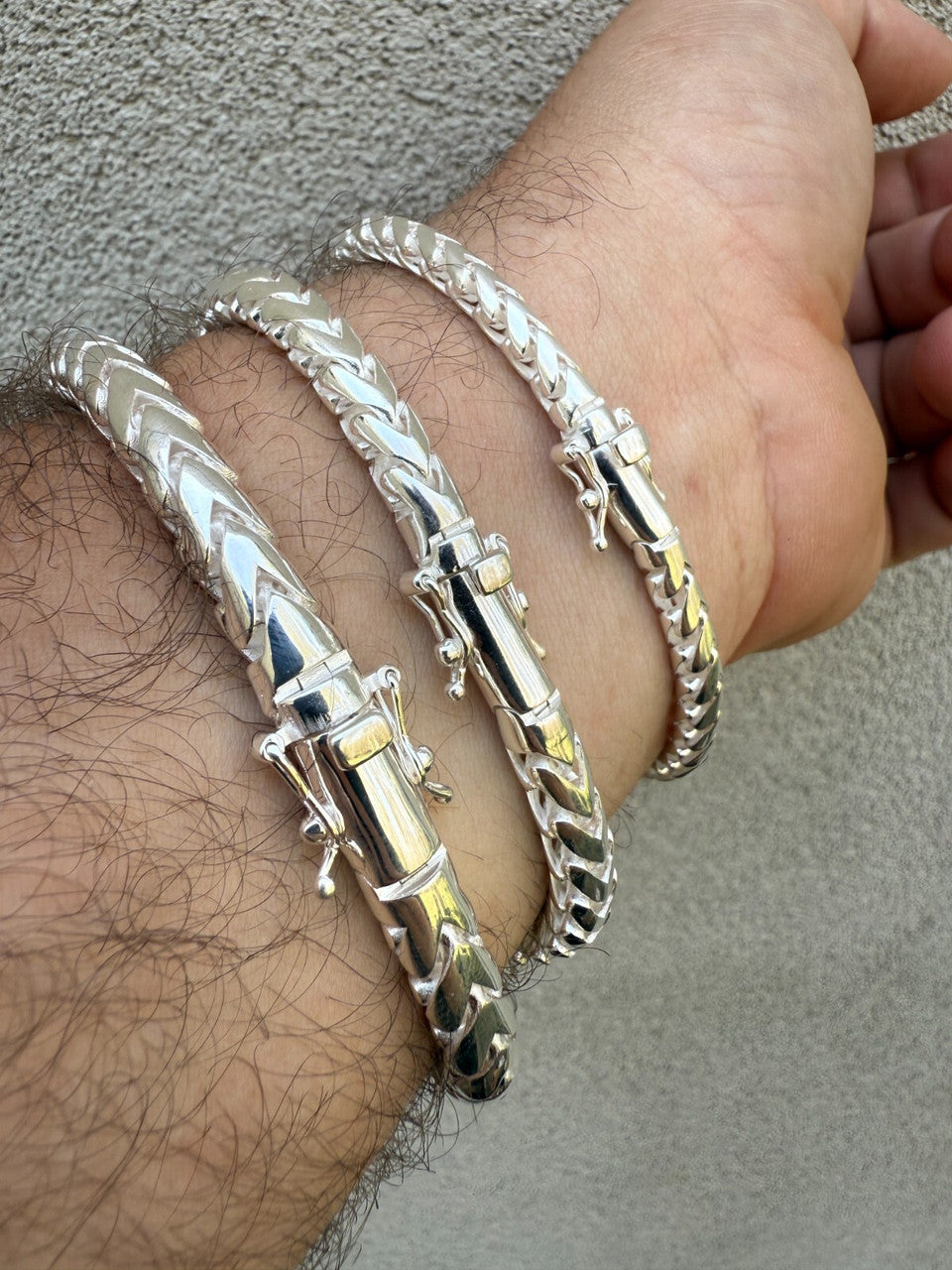 Round Franco Link Bracelet W. Box Lock - 925 Sterling Silver - 7"-9" - 5mm-7mm