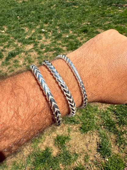 Round Franco Link Bracelet W. Box Lock - 925 Sterling Silver - 7"-9" - 5mm-7mm