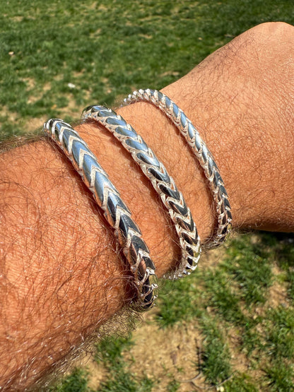 Round Franco Link Bracelet W. Box Lock - 925 Sterling Silver - 7"-9" - 5mm-7mm