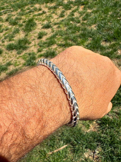 Round Franco Link Bracelet W. Box Lock - 925 Sterling Silver - 7"-9" - 5mm-7mm