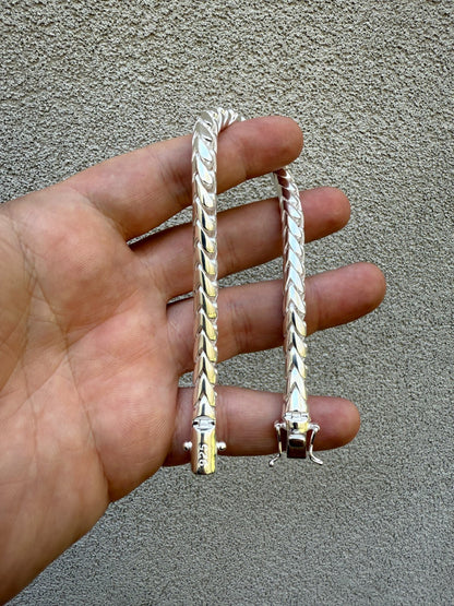 Round Franco Link Bracelet W. Box Lock - 925 Sterling Silver - 7"-9" - 5mm-7mm