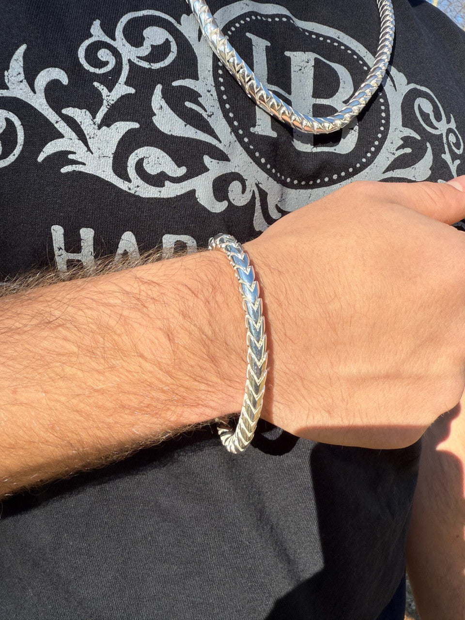 Round Franco Link Bracelet W. Box Lock - 925 Sterling Silver - 7"-9" - 5mm-7mm