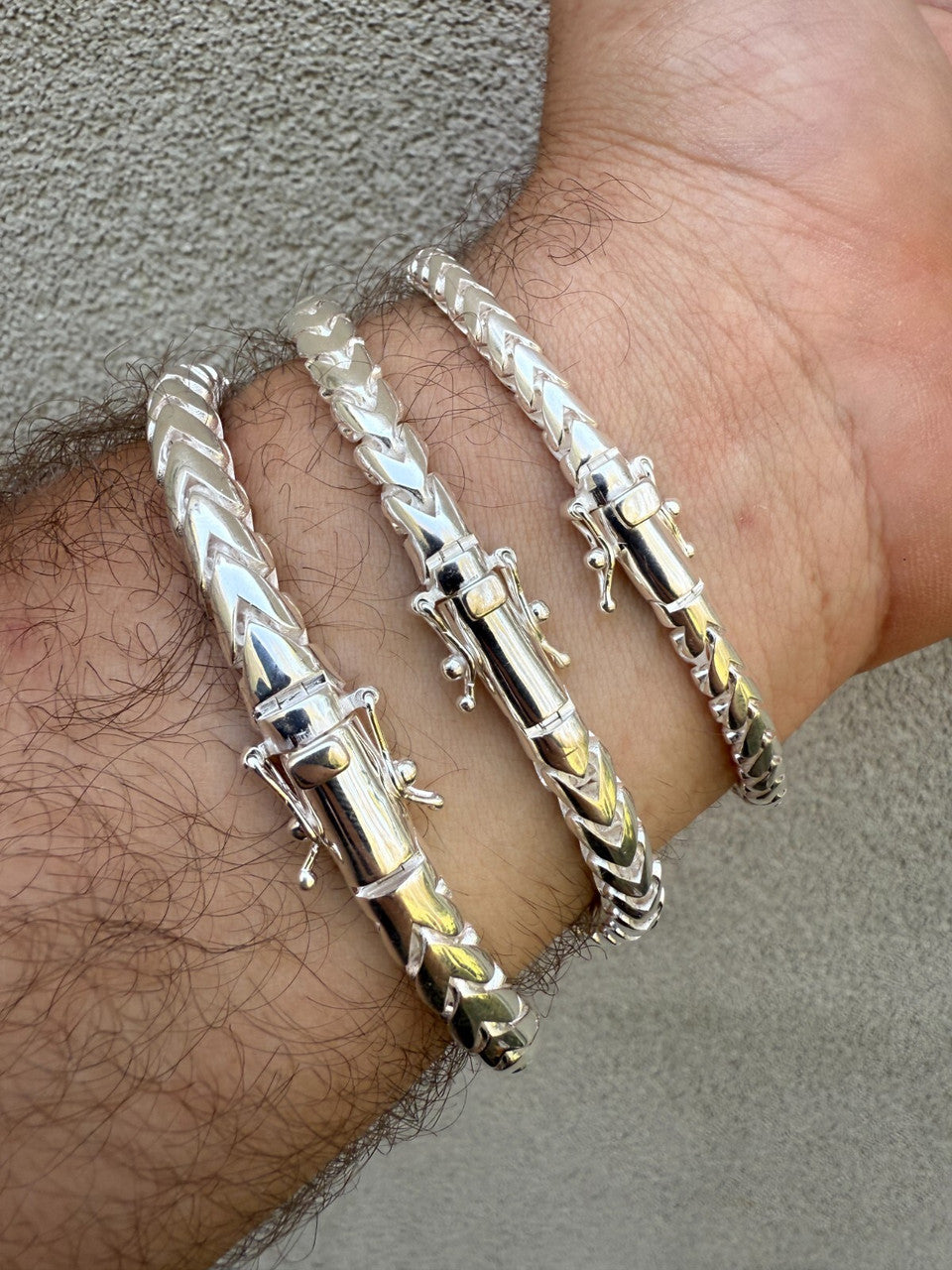 Round Franco Link Bracelet W. Box Lock - 925 Sterling Silver - 7"-9" - 5mm-7mm