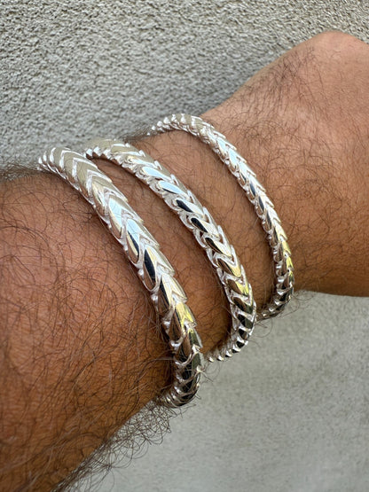 Round Franco Link Bracelet W. Box Lock - 925 Sterling Silver - 7"-9" - 5mm-7mm