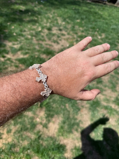 MOISSANITE Eternity 3D Cross Link Bracelet Iced Out - 14k Rose Gold Vermeil & 925 Silver - 24mm - 7.25"-9.25"