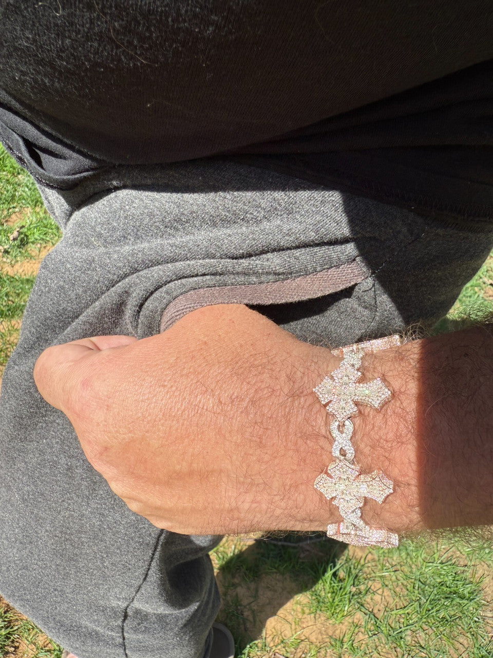 MOISSANITE Eternity 3D Cross Link Bracelet Iced Out - 14k Rose Gold Vermeil & 925 Silver - 24mm - 7.25"-9.25"