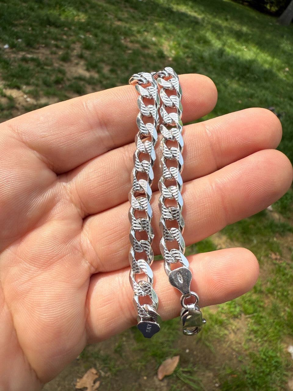 Mens Miami Cuban Bracelet Diamond Cut Solid 925 Silver - Rhodium Finished