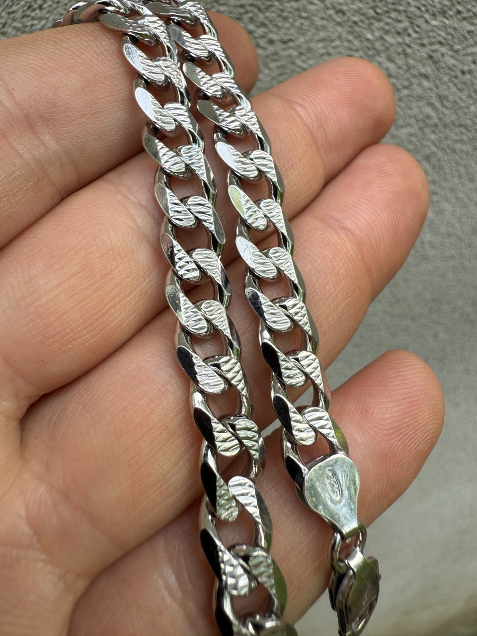 Mens Miami Cuban Bracelet Diamond Cut Solid 925 Silver - Rhodium Finished