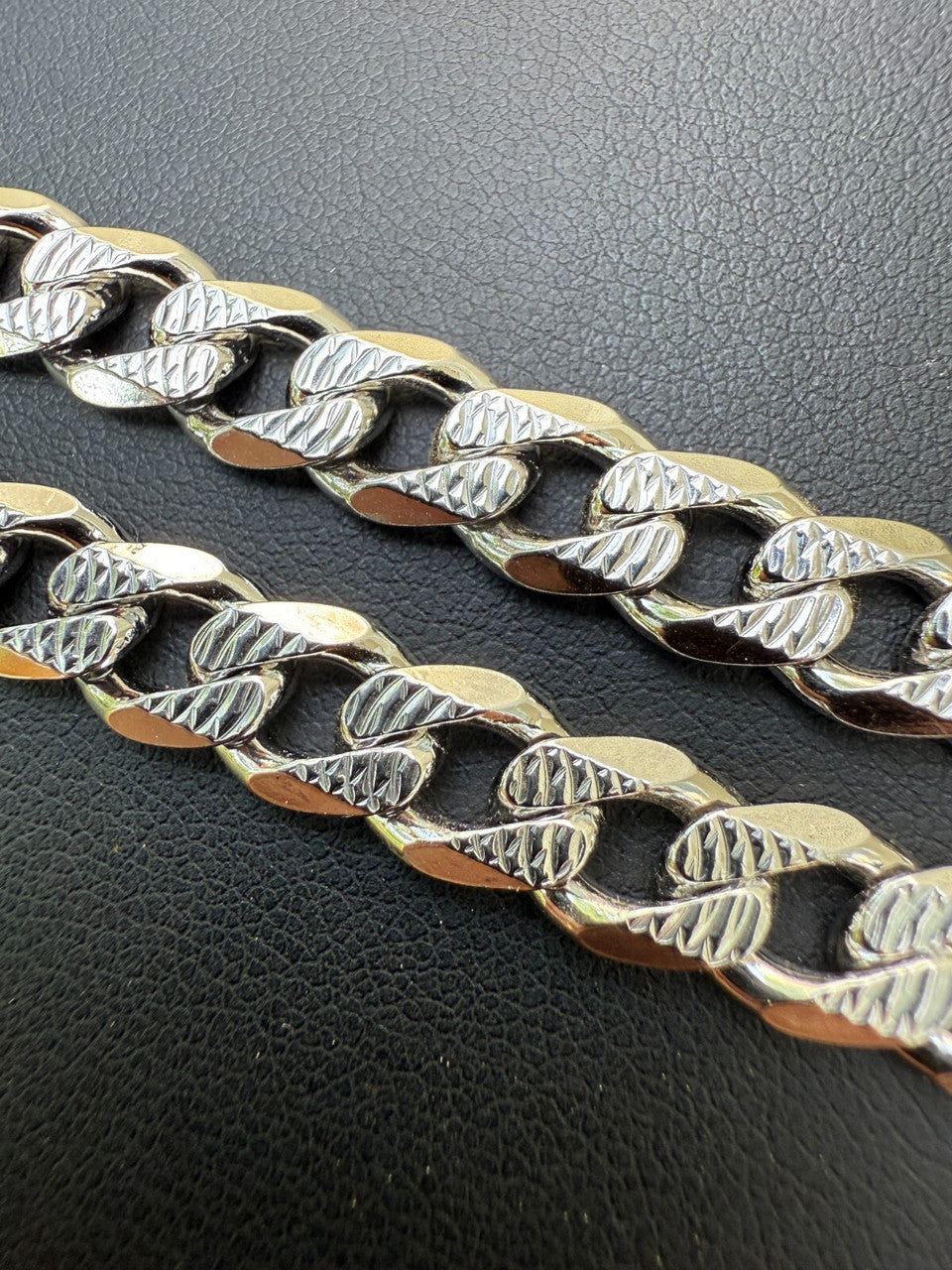 Mens Miami Cuban Bracelet Diamond Cut Solid 925 Silver - Rhodium Finished