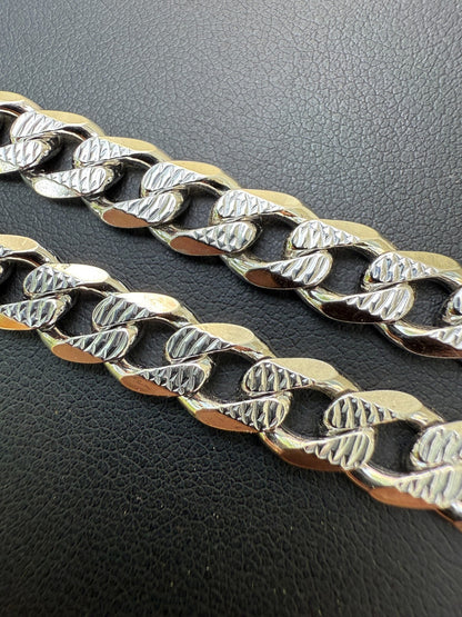 Mens Miami Cuban Bracelet Diamond Cut Solid 925 Silver - Rhodium Finished