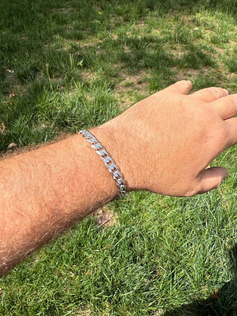 Mens Miami Cuban Bracelet Diamond Cut Solid 925 Silver - Rhodium Finished