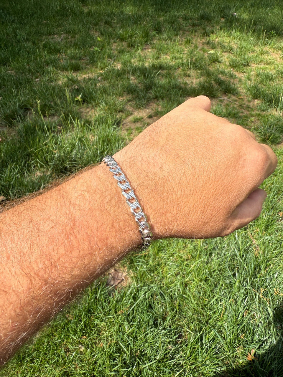 Mens Miami Cuban Bracelet Diamond Cut Solid 925 Silver - Rhodium Finished