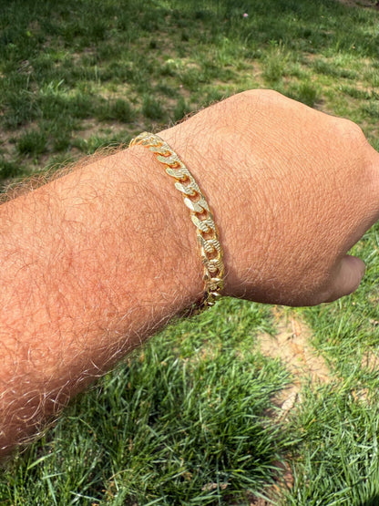 Mens Miami Cuban Bracelet Diamond Cut 14k Gold Vermeil Solid 925 Silver
