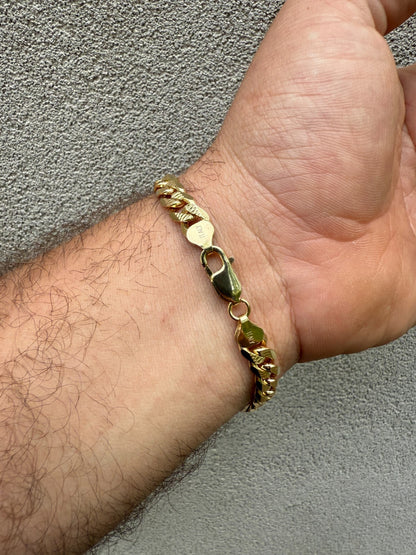 Mens Miami Cuban Bracelet Diamond Cut 14k Gold Vermeil Solid 925 Silver