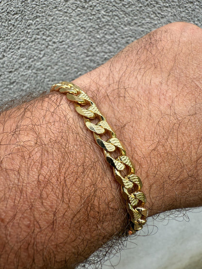 Mens Miami Cuban Bracelet Diamond Cut 14k Gold Vermeil Solid 925 Silver