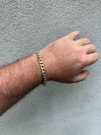 Mens Miami Cuban Bracelet Diamond Cut 14k Gold Vermeil Solid 925 Silver
