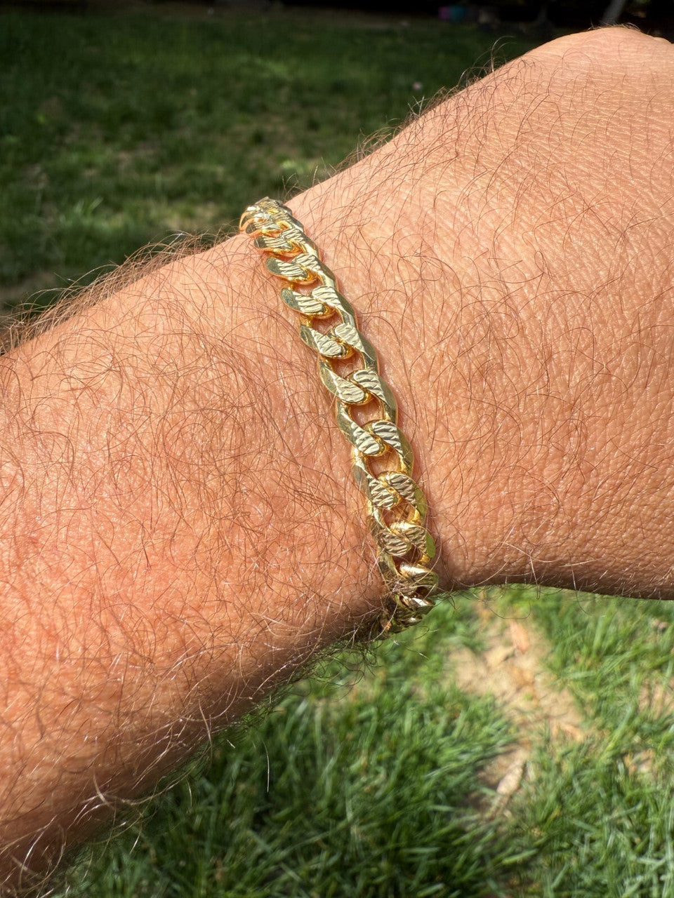 Mens Miami Cuban Bracelet Diamond Cut 14k Gold Vermeil Solid 925 Silver