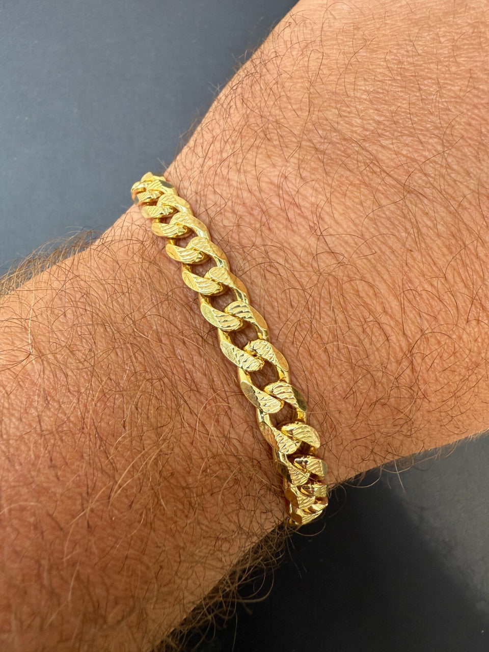 Mens Miami Cuban Bracelet Diamond Cut 14k Gold Vermeil Solid 925 Silver