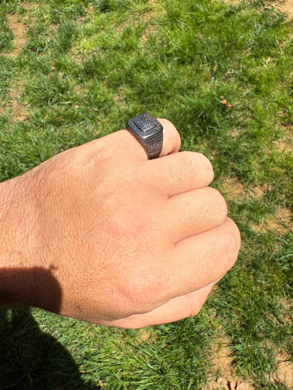 Black MOISSANITE Everyday Classic Square Ring - Black Rhodium Over 925 Silver