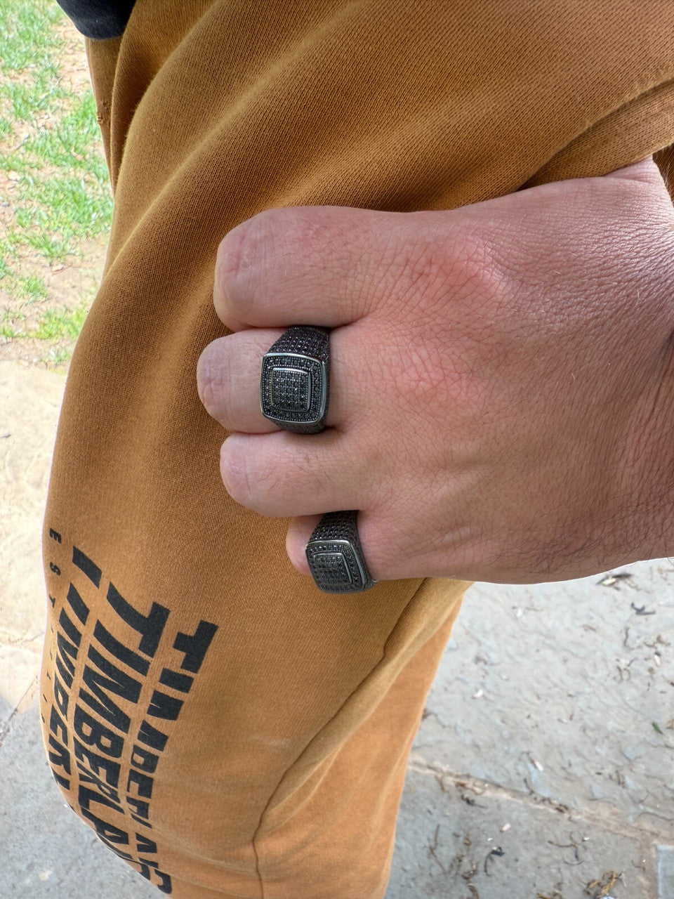 Black MOISSANITE Everyday Classic Square Ring - Black Rhodium Over 925 Silver