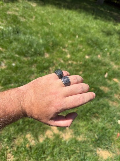 Black MOISSANITE Everyday Classic Square Ring - Black Rhodium Over 925 Silver