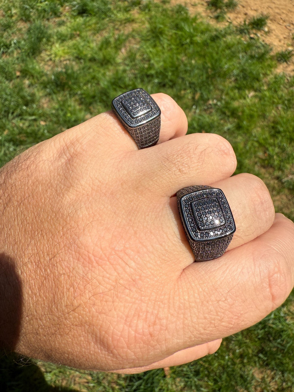 Black MOISSANITE Everyday Classic Square Ring - Black Rhodium Over 925 Silver