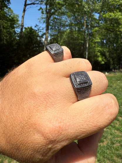 Black MOISSANITE Everyday Classic Square Ring - Black Rhodium Over 925 Silver