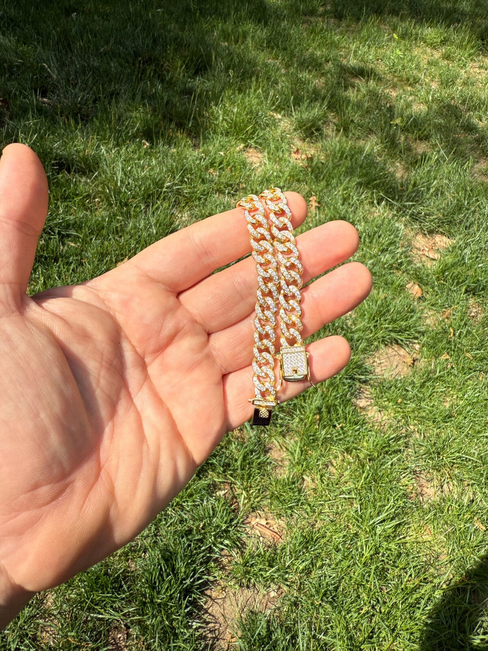 Men's Miami Cuban Link Bracelet Real Solid 925 Silver - 14k Gold Vermeil CZ 9mm