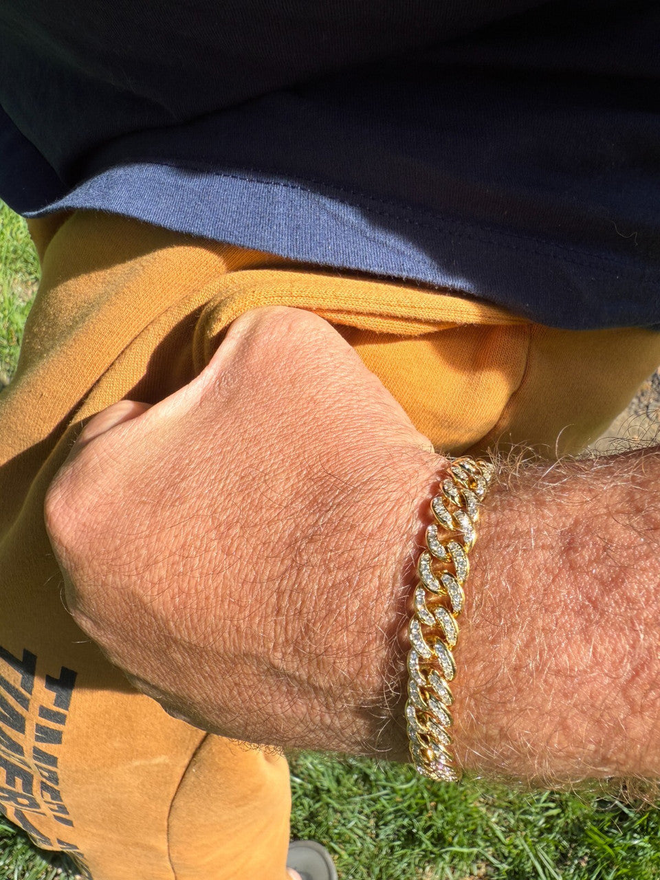 Men's Miami Cuban Link Bracelet Real Solid 925 Silver - 14k Gold Vermeil CZ 9mm