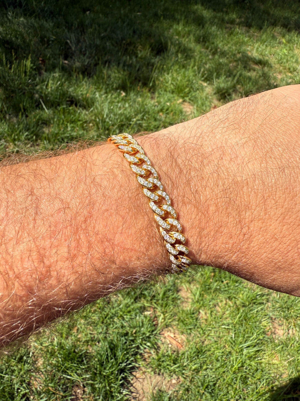 Men's Miami Cuban Link Bracelet Real Solid 925 Silver - 14k Gold Vermeil CZ 9mm