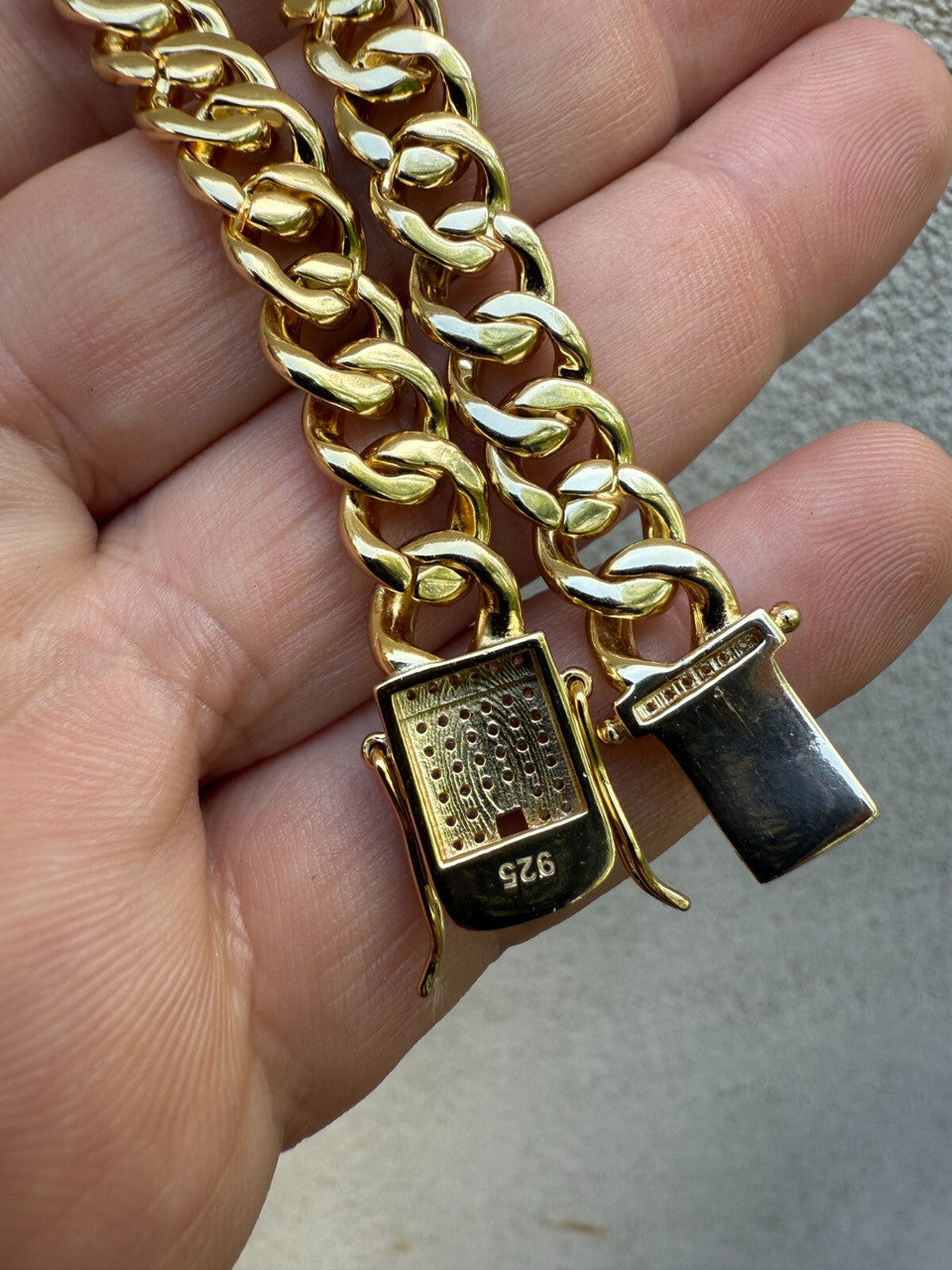 Men's Miami Cuban Link Bracelet Real Solid 925 Silver - 14k Gold Vermeil CZ 9mm