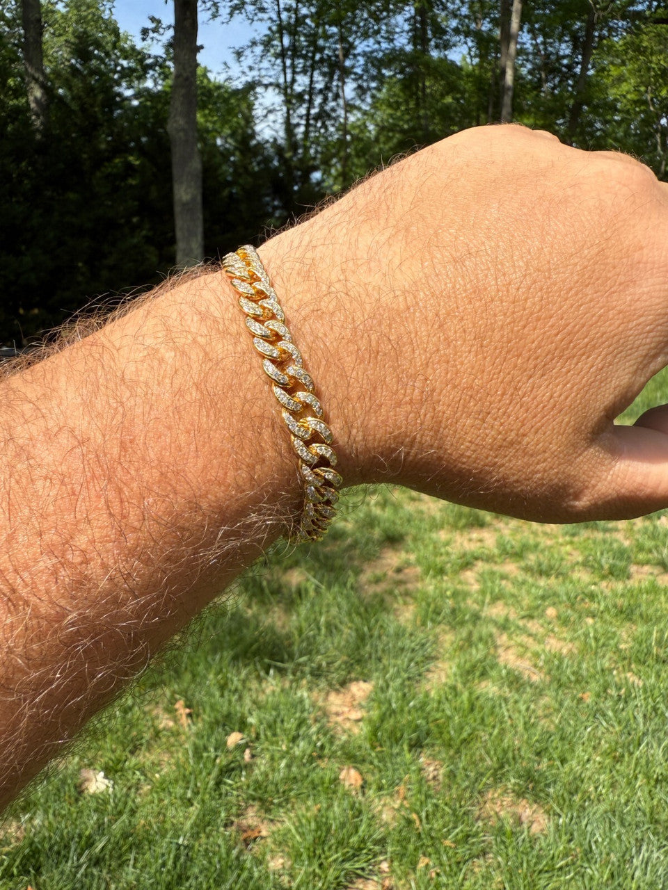 Men's Miami Cuban Link Bracelet Real Solid 925 Silver - 14k Gold Vermeil CZ 9mm