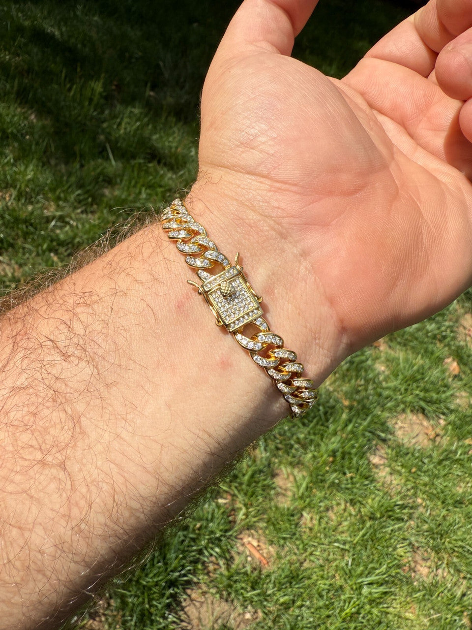 Men's Miami Cuban Link Bracelet Real Solid 925 Silver - 14k Gold Vermeil CZ 9mm