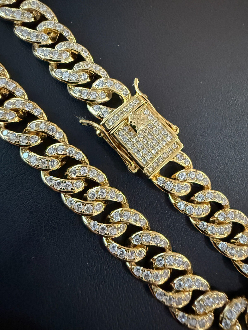 Men's Miami Cuban Link Bracelet Real Solid 925 Silver - 14k Gold Vermeil CZ 9mm