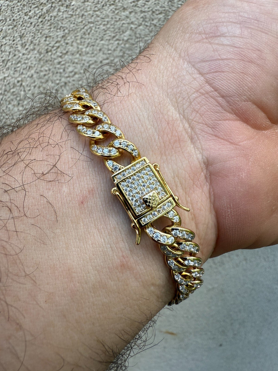 Men's Miami Cuban Link Bracelet Real Solid 925 Silver - 14k Gold Vermeil CZ 9mm