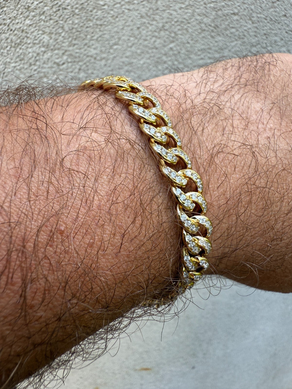 Men's Miami Cuban Link Bracelet Real Solid 925 Silver - 14k Gold Vermeil CZ 9mm