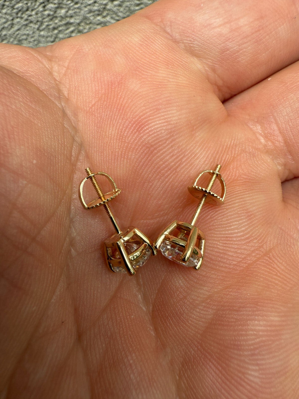 2ct Real DIAMOND Stud Earrings - 14k Yellow Gold - 6.5mm