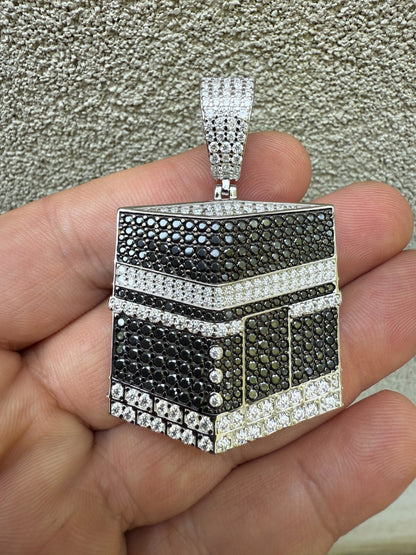 MOISSANITE Mecca Kaaba Pendant - 14k Gold Vermeil or 925 Silver - Large 2.25"