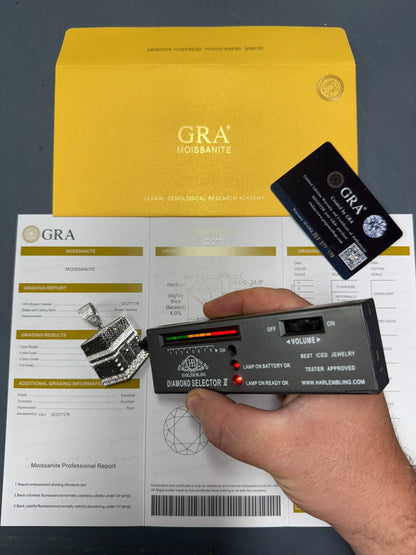 MOISSANITE Mecca Kaaba Pendant - 14k Gold Vermeil or 925 Silver - Large 2.25"