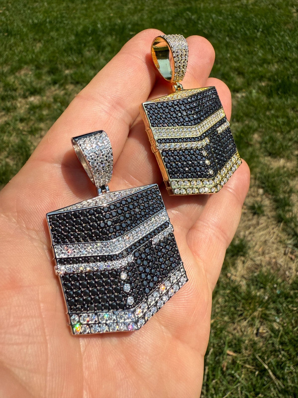 MOISSANITE Mecca Kaaba Pendant - 14k Gold Vermeil or 925 Silver - Large 2.25"