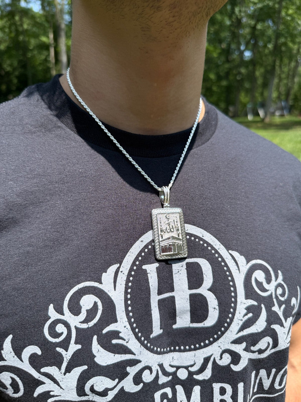 MOISSANITE Holy Kaaba & Allah Pendant - 14k Gold Vermeil or 925 Silver - Medium 2.25"