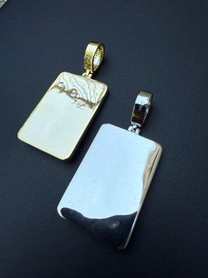 MOISSANITE Holy Kaaba & Allah Pendant - 14k Gold Vermeil or 925 Silver - Medium 2.25"