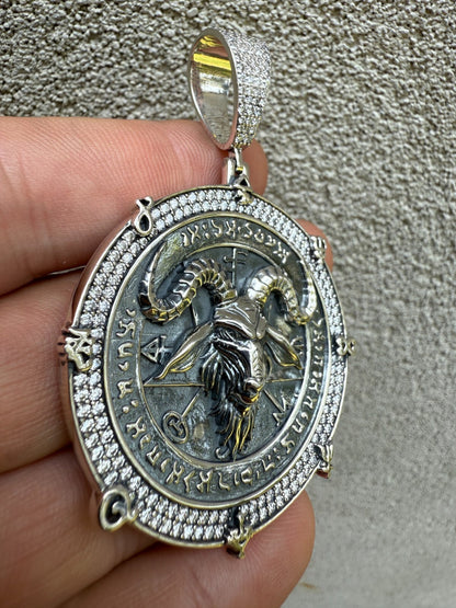 MOISSANITE Baphomet Satan - 14k Gold Vermeil or 925 Silver - Large 3"