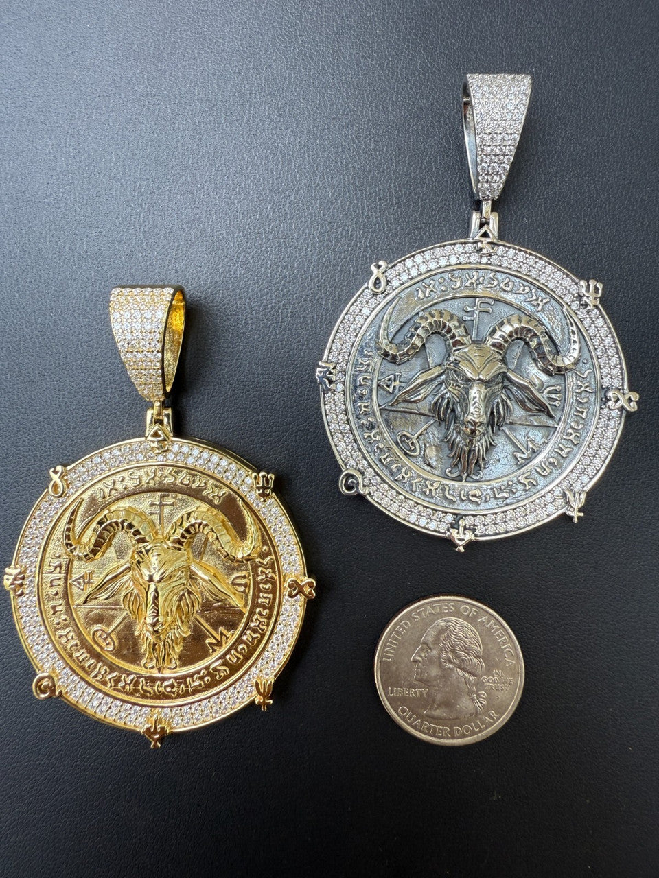 MOISSANITE Baphomet Satan - 14k Gold Vermeil or 925 Silver - Large 3"