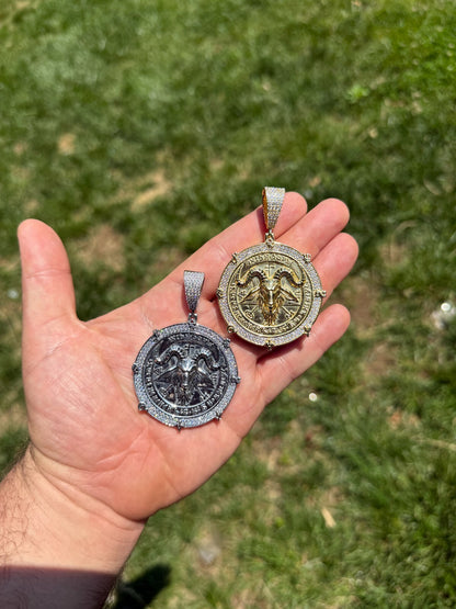 MOISSANITE Baphomet Satan - 14k Gold Vermeil or 925 Silver - Large 3"